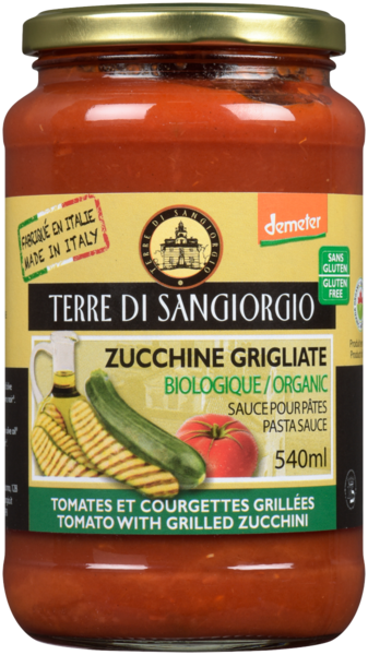 Terre di Sangiorgio Sauce pour Pâtes Tomates et Courgettes Grillées Biologique 540 ml