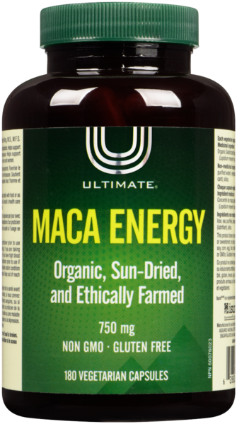 Ultimate Énergie Maca 750 mg 180 Capsules Végétariennes
