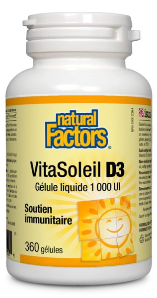 Natural Factors VitaSoleil D3  1 000 UI  360 gélules