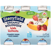 Stonyfield Drinkable Yogourt Kids Strawberry Banana 1% M.F. Organic 6 x 93 ml