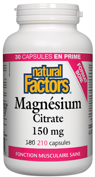 Natural Factors Magnésium Citrate  150 mg  210 capsules