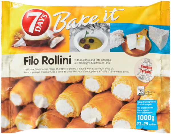 7 Days Bake It Filo Rollini aux Fromages Mizithra et Féta 23-25 Rollinis