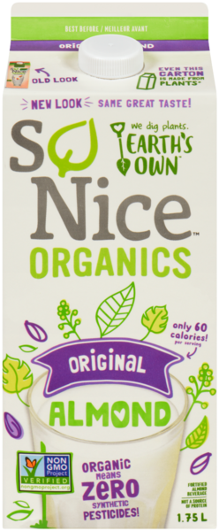 Earth's Own So Nice Fortified Almond Beverage Original Organics 1.75 L