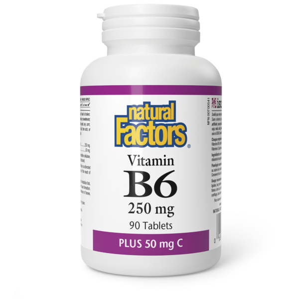 Natural Factors Vitamine B6 Plus 50 mg C  250 mg  90 comprimés