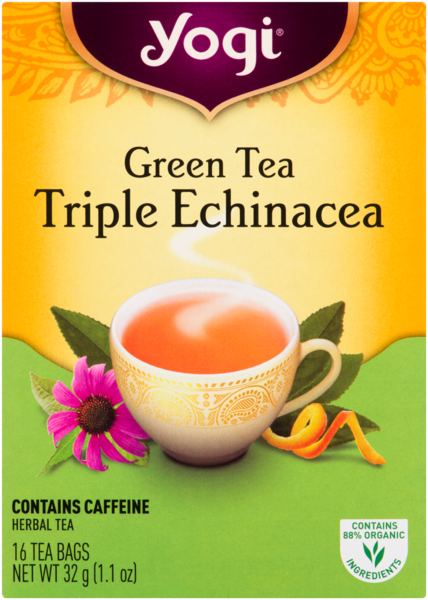 Yogi Herbal Tea Green Tea Triple Echinacea 16 Tea Bags 32 g