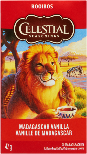 Celestial Seasonings Caffeine Free Red Tea Rooibos Madagascar Vanilla 20 Tea Bags 42 g