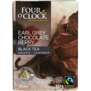Four O'Clock Biologique - Équitable Thé Noir Earl Grey Chocolat et Petits Fruits 15 Sachets 37.5 g