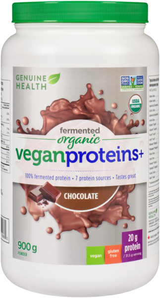 Genuine Health Fermented Organic Vegan Proteins+,  Chocolat
