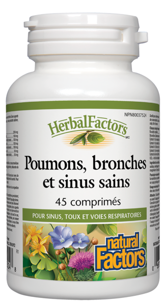 Natural Factors Poumons, bronches et sinus sains   45 comprimés
