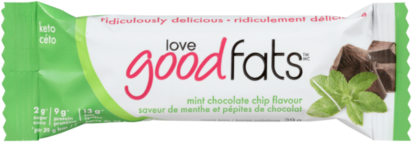Love Good Fats Barres Collations Saveur de Menthe et Pépites de Chocolat 39 g