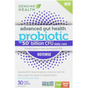 Genuine Health Advanced Gut Health Probiotic Defense, 50 Billion CFU, 15 Diverse Strains, Vegan Delayed-Release Capsules, 30 Cou