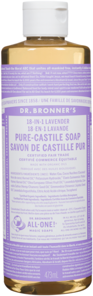 Dr. Bronner's 18-en-1 Lavande Savon de Castille Pur 473 ml