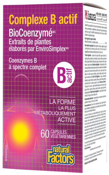 Natural Factors Complexe B actif BioCoenzymé   60 capsules végétariennes