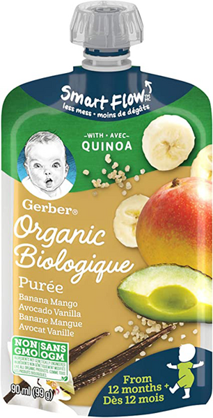 Gerber Purées Bio Banane Mangue Avocat Vanille Quinoa