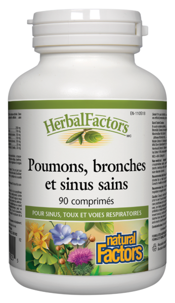 Natural Factors Poumons, bronches et sinus sains   90 comprimés