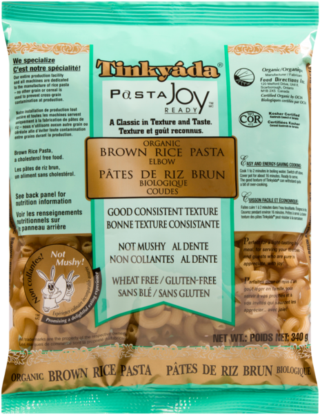 Tinkyáda Pasta Joy Ready Pâtes de Riz Brun Biologique Coudes 340 g