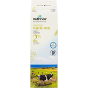 Nutrinor Cooperative Organic Nordic Milk Partly Skimmed 2 % M.F. 1 L