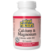 Natural Factors Calcium & magnésium citrate avec D3 avec potassium, zinc & manganèse 90 capsules