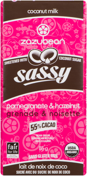 Zazubean Sassy Lait de Noix de Coco Grenade & Noisette 85 g