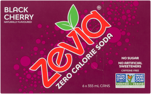 Zevia Soda Zéro Calorie Cerise Noire 6 Canettes x 355 ml