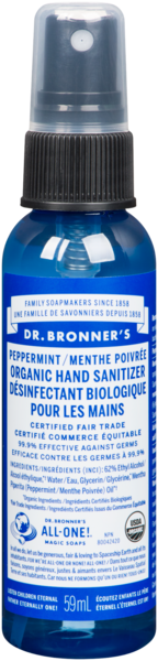 Dr. Bronner's Désinfectant Biologique pour les Mains Menthe Poivrée 59 ml