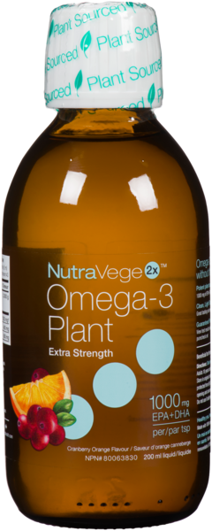NutraVege 2x Omega-3 Plant Saveur d'Orange Canneberge Liquide 200 ml