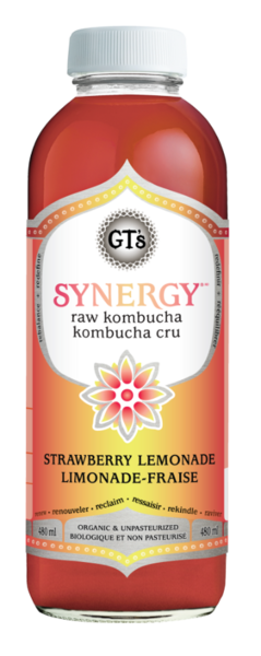GT's Living Foods Synergy Kombucha  Lemonade-Fraise 480 ml