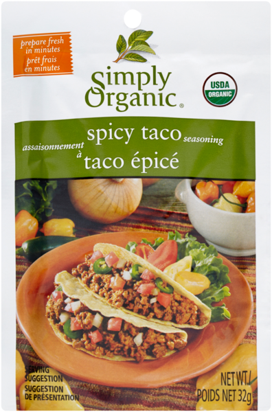 Simply Organic Assaisonnement à Taco Épicé 32 g