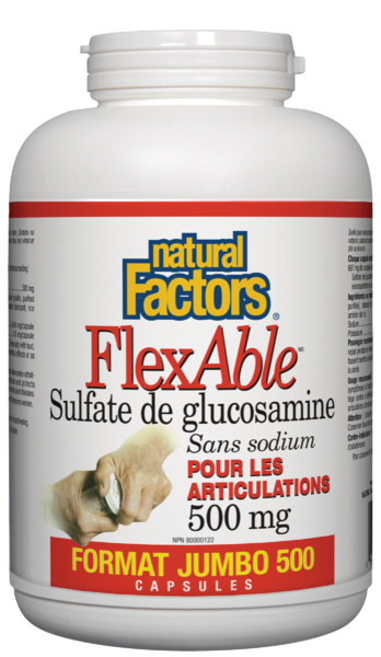 Natural Factors FlexAble Sulfate de glucosamine  500 mg  500 capsules