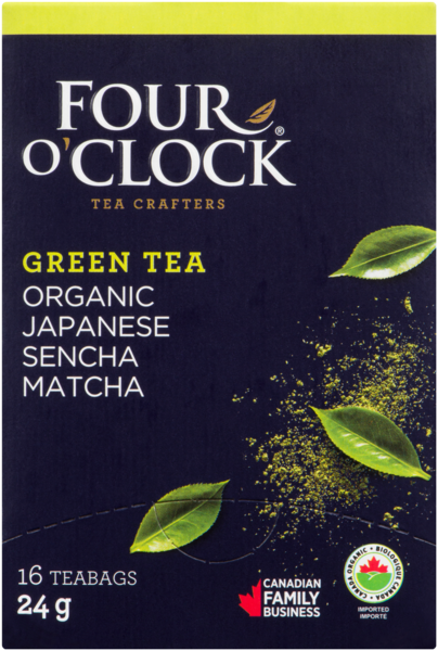 Four O'Clock Thé Vert Biologique Sencha Matcha Japonais 16 Sachets 24 g