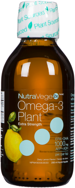 NutraVege 2x Liquide Omega-3 Plant Saveur de Citron 200 ml