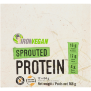 Iron Vegan Sprouted Protein Brownie Double Chocolat 12 Barre de Protéines x 64 g (768 g)