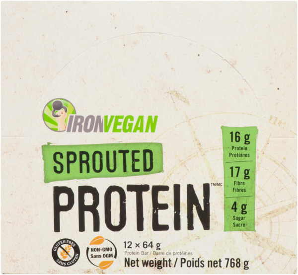 Iron Vegan Sprouted Protein Brownie Double Chocolat 12 Barre de Protéines x 64 g (768 g)