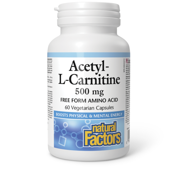 Natural Factors Acétyl-L-Carnitine  500 mg  60 capsules végétariennes