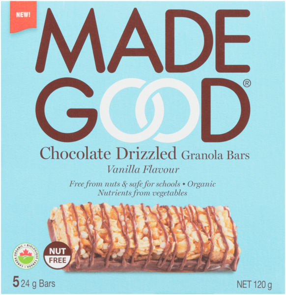 Made Good Barres Granola avec Filet de Chocolat Saveur Vanille 5 Barres x 24 g (120 g)
