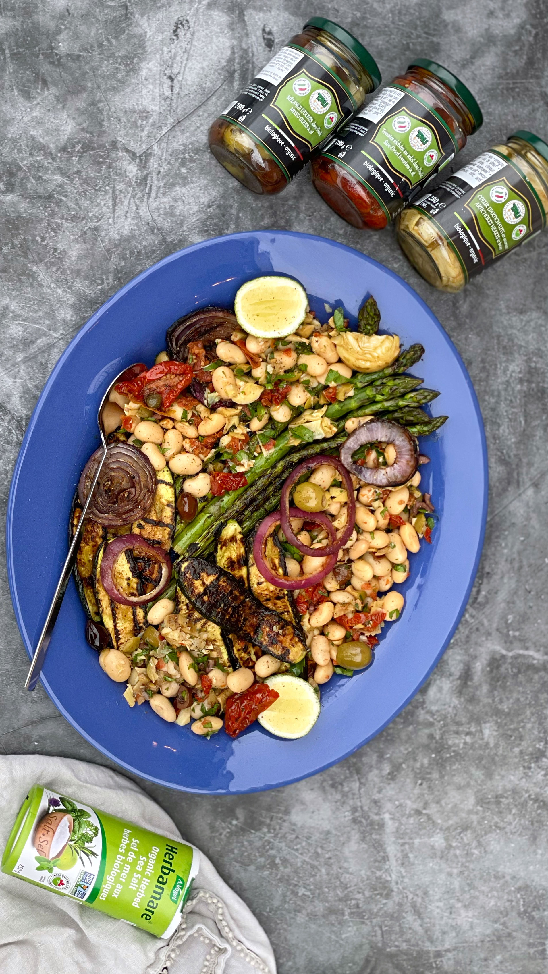 Butter Beans, Grilled Vegetables and Antipasti Salad