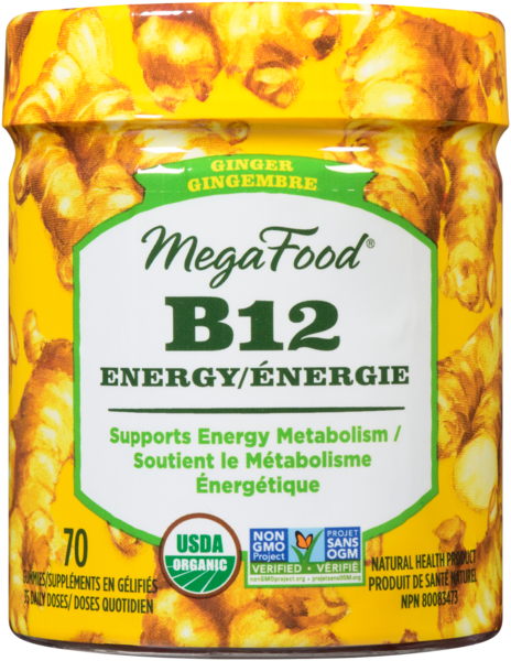 Megafood Vitamine B-12 Énergie Gingembre 70 Gelifiés