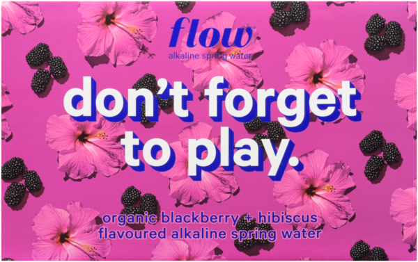 Flow Organic Blackberry + Hibiscus Flavoured Alkaline Spring Water 12 Packs x 500 ml
