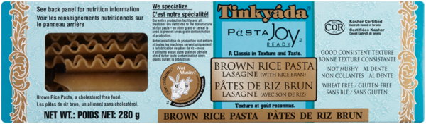 Tinkyáda Pasta Joy Ready Pâtes de Riz Brun Lasagne avec Son de Riz 280 g