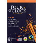 Four O'Clock Chai Organic Fairtrade Rooibos 16 Teabags 32 g