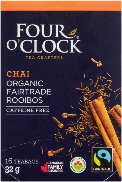 Four O'Clock Chai Organic Fairtrade Rooibos 16 Teabags 32 g