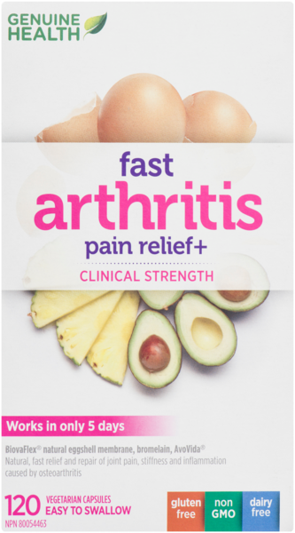 Genuine Health Soulagement rapide de la douleur arthritique+- Membrane de coquille d'œuf