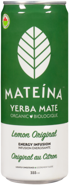 Mateina Yerba Mate Infusion Énergisante Original au Citron Biologique 355 ml