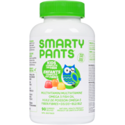 SmartyPants Kids Complete and Fiber Multivitamin Omega 3 Fish Oil D3 B12 90 Gummies