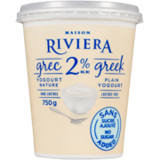 Maison Riviera Yogourt Nature Grec Sans Lactose 2% M.G. 750 g