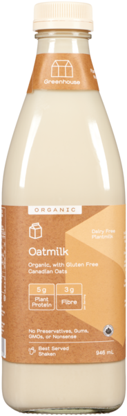 Greenhouse Dairy Free Plantmilk Oatmilk Organic 946 ml