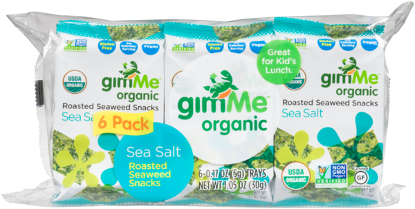 Gimme Organic Croustilles d'Algues Grillées et Sel de Mer Biologiques 6 x 5 g (30 g)