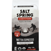Salt Spring Coffee Whole Bean Coffee Metta Espresso Medium Dark Roast 400 g