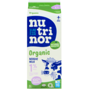 Nutrinor Organic Nordic Milk Partly Skimmed 1% M.F. 2 L