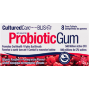 CulturedCare ProbioticGum avec Blis K12 Arôme Biologique de Framboise-Grenade 8 Comprimés de Gomme 12 g